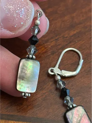 C437 Earrings 925 sterling silver very nice mother of pearl thumbnail 3