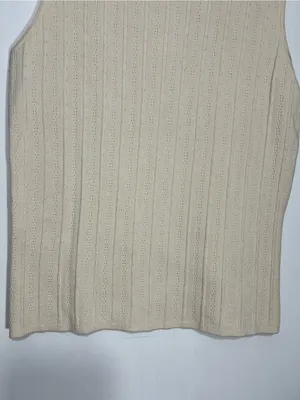 NWT Kate hill beige/cream silk Sleeveless Turtleneck Knit Top size S thumbnail 4