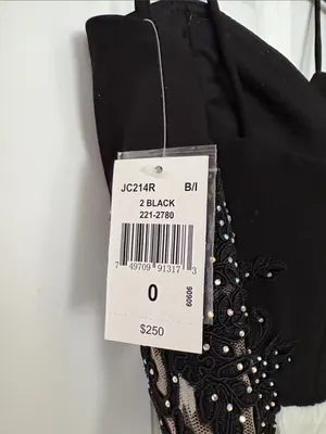 Black and White Beaded Bodice Spaghetti Strap Prom Dress thumbnail 6
