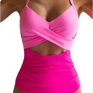 Vibrant Pink Cutout Swimsuit Size L thumbnail 1