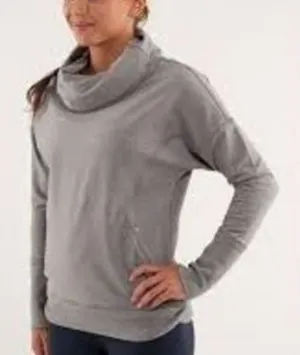 Lululemon Gray Rest Day Long Sleeve Cowl Neck Sweatshirt Top L thumbnail 1