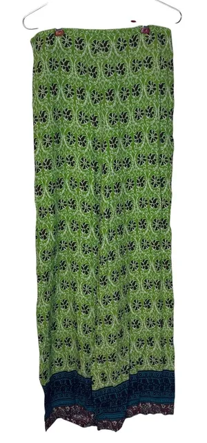 Zara Women's‎ Pants Y2K Wide Leg Pull On Hippie Floral Boho Green Brown Small thumbnail 1