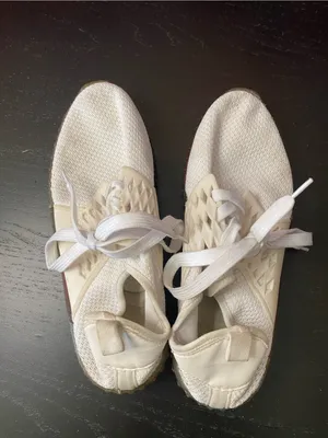 Light Cream Knit Lace-Up Sneakers thumbnail 5