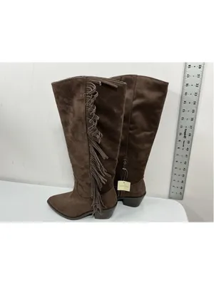 Womans New Universal Thread Knee High Western Riding Boots 6 Brown thumbnail 3