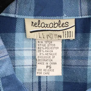 Teddi Blue Plaid Flannel Western Long Sleeve Button Up VTG College Petite Small‎ thumbnail 9