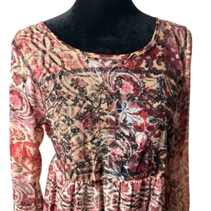 Knox Rose Embroidered Sheer Tiered Maxi Dress M Flowy Folk Floral Cottagecore thumbnail 6