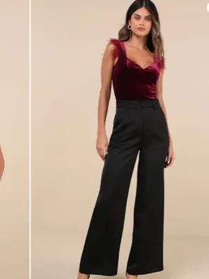 LULU's Sexy Flirty Feather Chic Holidays Red Velvet Night Out Bodysuit thumbnail 4
