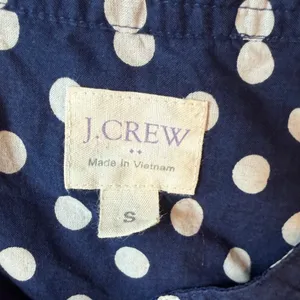 J. Crew Blue Polka Dot Blouse with Ruffle Detail Size Small C2-010 thumbnail 2
