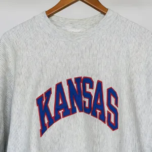 Vintage 90s KU Jayhawks Kansas Gray Pinstripe Sweatshirt thumbnail 5