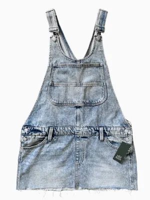 NWT Wild Fable Light Wash Denim Mini Skirtall Overall Dress thumbnail 3