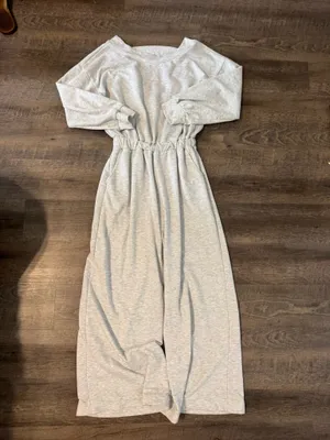 BUCKETLIST Light Gray Wide-Leg Jumpsuit with Elastic Waist thumbnail 3