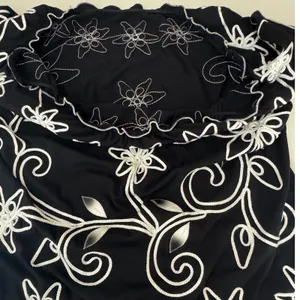 Vintage‎ 80s Style Black Silver Floral Soutache Embroidery Short Sleeve Blouse thumbnail 3