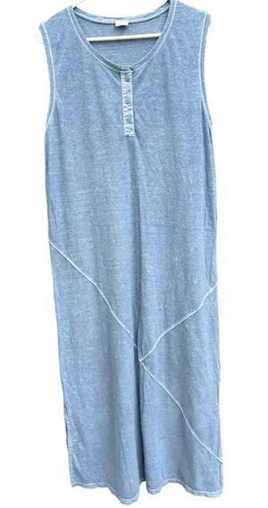 EUC Poetry Hemp Blend Popover Sleeveless Maxi Dress Blue Size 12 thumbnail 1