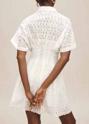 Anthropologie The Tobie Eyelet Mini Shirt Dress by Exquise, Size SP thumbnail 4