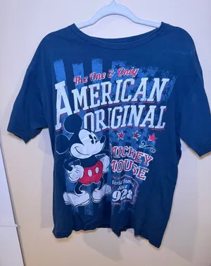Disney Navy Blue Mickey Mouse American Original Graphic Tee thumbnail 1
