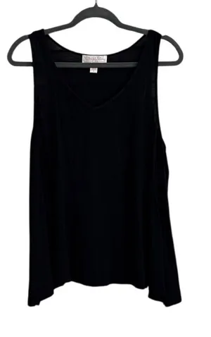 Oscar de la Renta Pink Label Black V Neck Asymmetrical Black Tank Top Size Large thumbnail 1