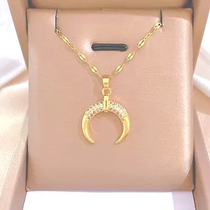 Boutique NEW Crescent Moon Pendant Necklace | 14k Gold Over‎ Sterling thumbnail 3
