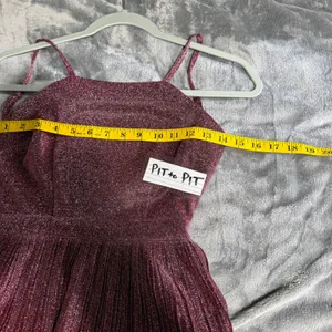 Lulus Sweetest Soiree Mini Dress XS Plum‎ Metallic Tiered Plisse Open Back Party thumbnail 8