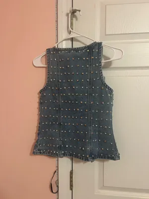 NWT Nasty Gal Studded Denim Corset Top thumbnail 4