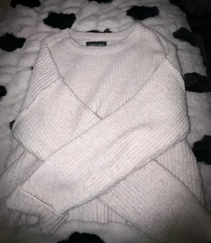 a new day Cream Ribbed Crewneck Sweater thumbnail 1
