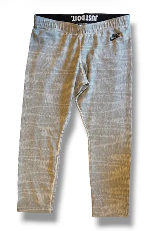 Nike Just Do It Gray Striped Cropped Leggings Size Large thumbnail 1
