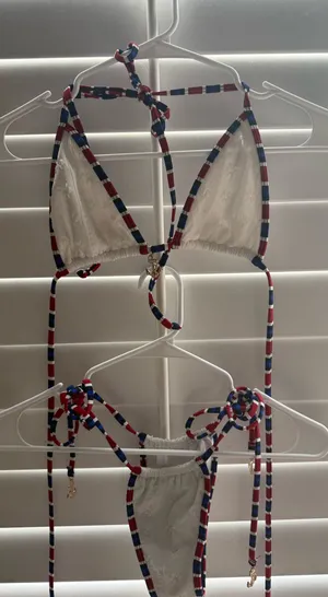 Isme swim anchor bikini size medium top size small bottom White thumbnail 1