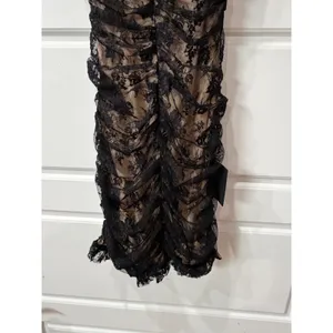 Lulus Black Lace Ruched‎ Bodycon Mini Dress Tie Straps XS Coquette Goth Y2K thumbnail 4