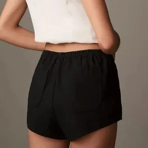 Anthropologie Micro Mini Classic Black Linen Blend Shortie Shorts Size L NWT thumbnail 11