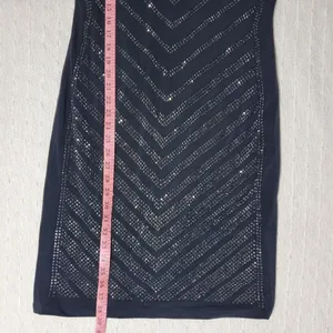 Carmen Marc Valvo Black and Silver Studded Bodycon Dress Size L‎ thumbnail 5