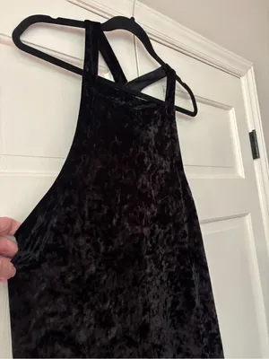 Urban Outfitters‎ Black Velvet Overall Jumpsuit Size Small Shapeless Overalls thumbnail 6