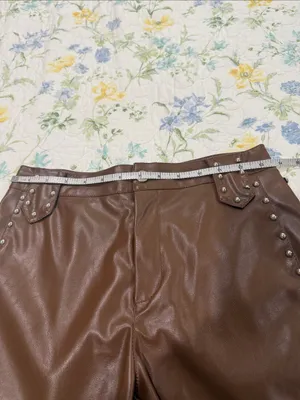 Brown Faux Leather High-Waist Studded Shorts thumbnail 4