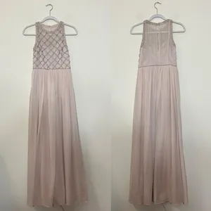 Adrianna Papell Beaded Bodice Sleeveless Blush Maxi Gown Size 2 thumbnail 3