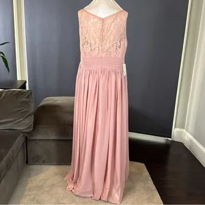 Women’s Pink Chiffon Full Length Mother of Bride Bridesmaid Formal Dress 16 NWT thumbnail 4