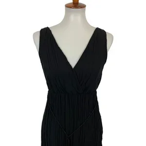 Shinestar Black Crinkle Sleeveless Maxi Dress Women's Small V-Neck Boho‎ Style thumbnail 2
