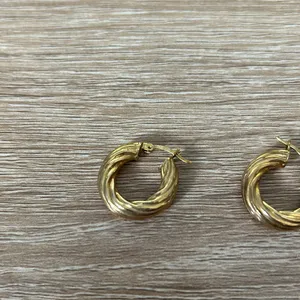 Textured gold hoops thumbnail 3