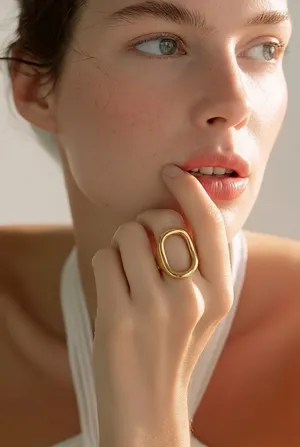 & Other Stories Women’s Stainless Steel Gold Tone Intricate Design Statement Ring Size 8 thumbnail 2