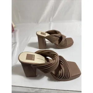 Dolce Vita Sandals Womens 7 Shoes Beige 4” Block Heels Slip On New Rubber Sole thumbnail 4