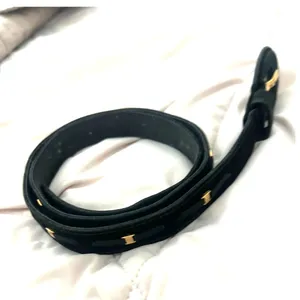 XS Vintage Salvatore Ferragamo Vara buckle belt suede leather black gold logo thumbnail 7