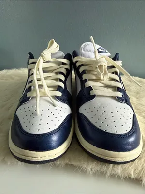 Nike Women’s Dunk Low Premium Vintage Navy White Sneakers thumbnail 2