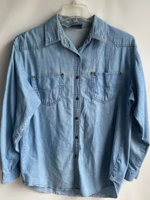 Ladies Justin Allen vintage western denim jean shirt casual fall winter Large thumbnail 1