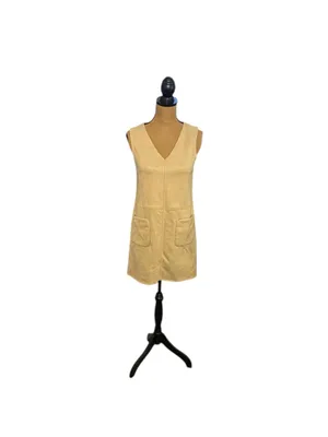 Max Studio Womens XS Faux Suede Mini Shift Dress Taupe Tan V Neck Pockets NWT thumbnail 2