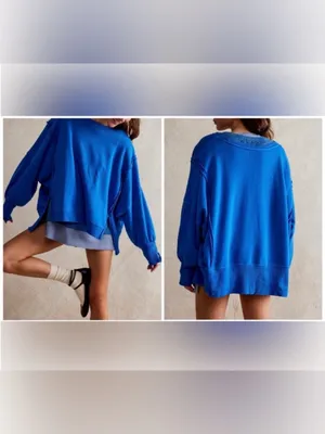NWOT Free People We The Free Camden Sweatshirt - Lake Victoria - Large thumbnail 3
