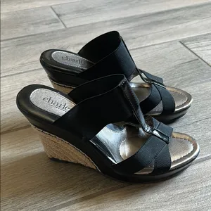 Charles David Black Platform Shoes with Modern Straps thumbnail 2