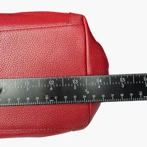 Coach Edie Pebbled Leather Shoulder Bag Red Large Hobo Tote Turnlock Zip Purse thumbnail 13