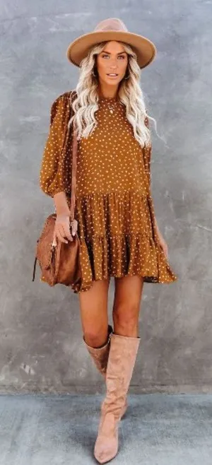 DRESS FORUM‎ LA | Mustard White Floral Balloon Sleeve Dress Tiered | Size S thumbnail 1