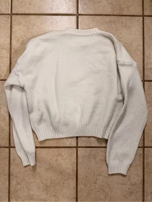White Cable Knit Cropped Sweater thumbnail 4