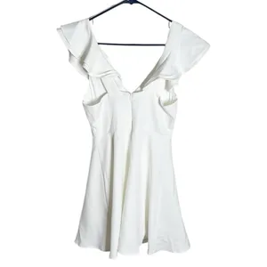 Lulus off white Divine Darling Ruffled Skater Dress Size S thumbnail 3