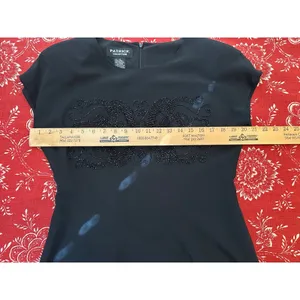 Patrick Collection Black 100% Silk Beaded Sheath Dress Vintage‎ 8 Formal LBD 90s thumbnail 4