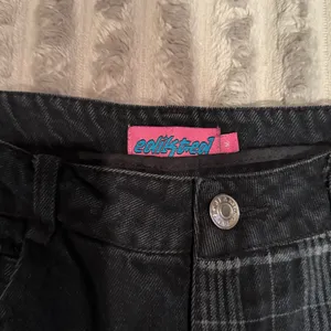 Edikted Two Tone Plaid Black Jeans Women Medium Straight Leg High Rise Grunge thumbnail 3