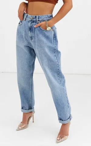 Simple Society Roll Cuff Balloon High Rise Mom's Jeans thumbnail 1